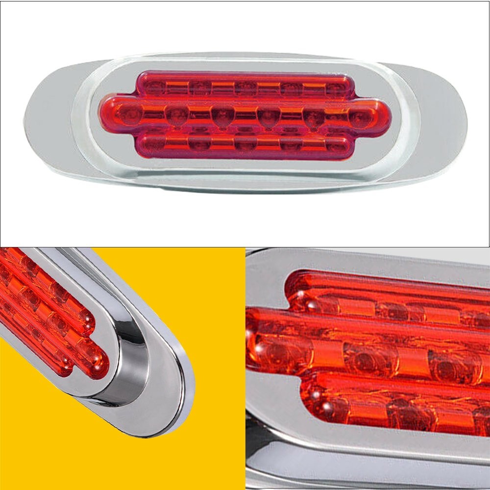 2Pcs Red LED Side Marker Lights 16-SMD Lamp For 12V RV Truck Trailer Accessories