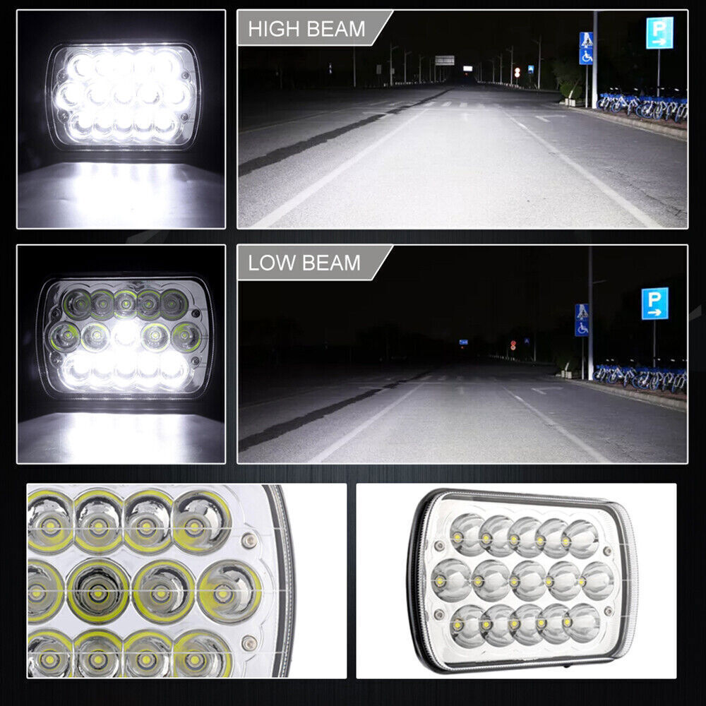 DOT Pair 130W 5×7″ 7×6″ LED Headlights Chrome Fit for Ford F-650 F-750 2000-2015