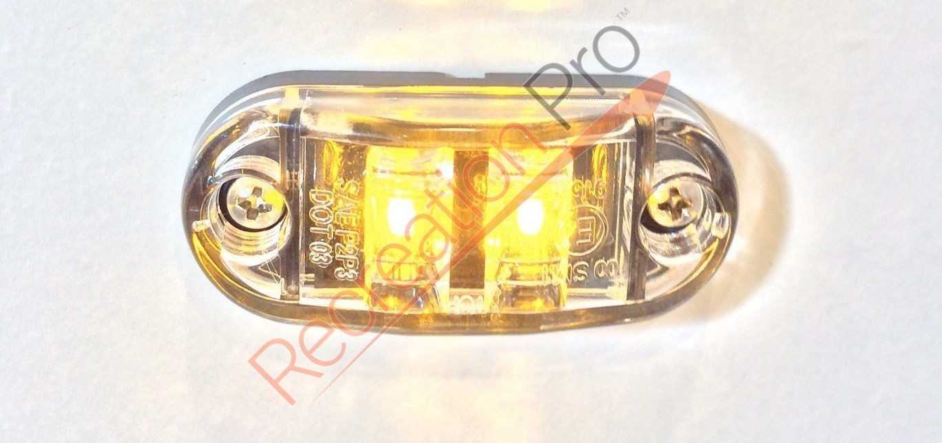 2.6″ x 1″ Clear Amber Clearance Marker Trailer Light DOT Semi Surface Mount 6pk