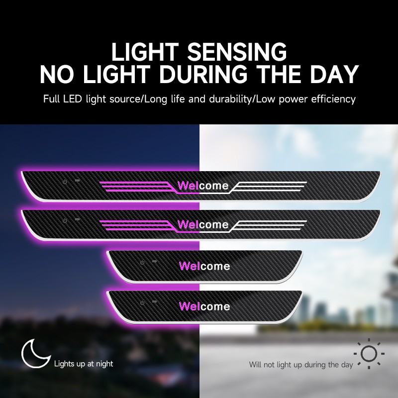 4xUniversal LED RGB Flowing Pedal Light Door Sill Pathway Welcome Scuff Light