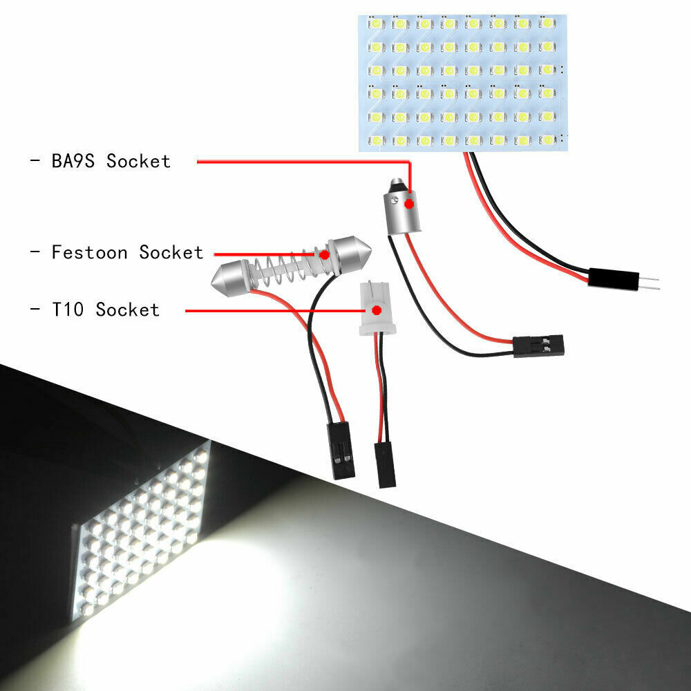 Super White 48-SMD BA15S 1156 Led Panel Dome Map Interior Light Bulb Lamps US