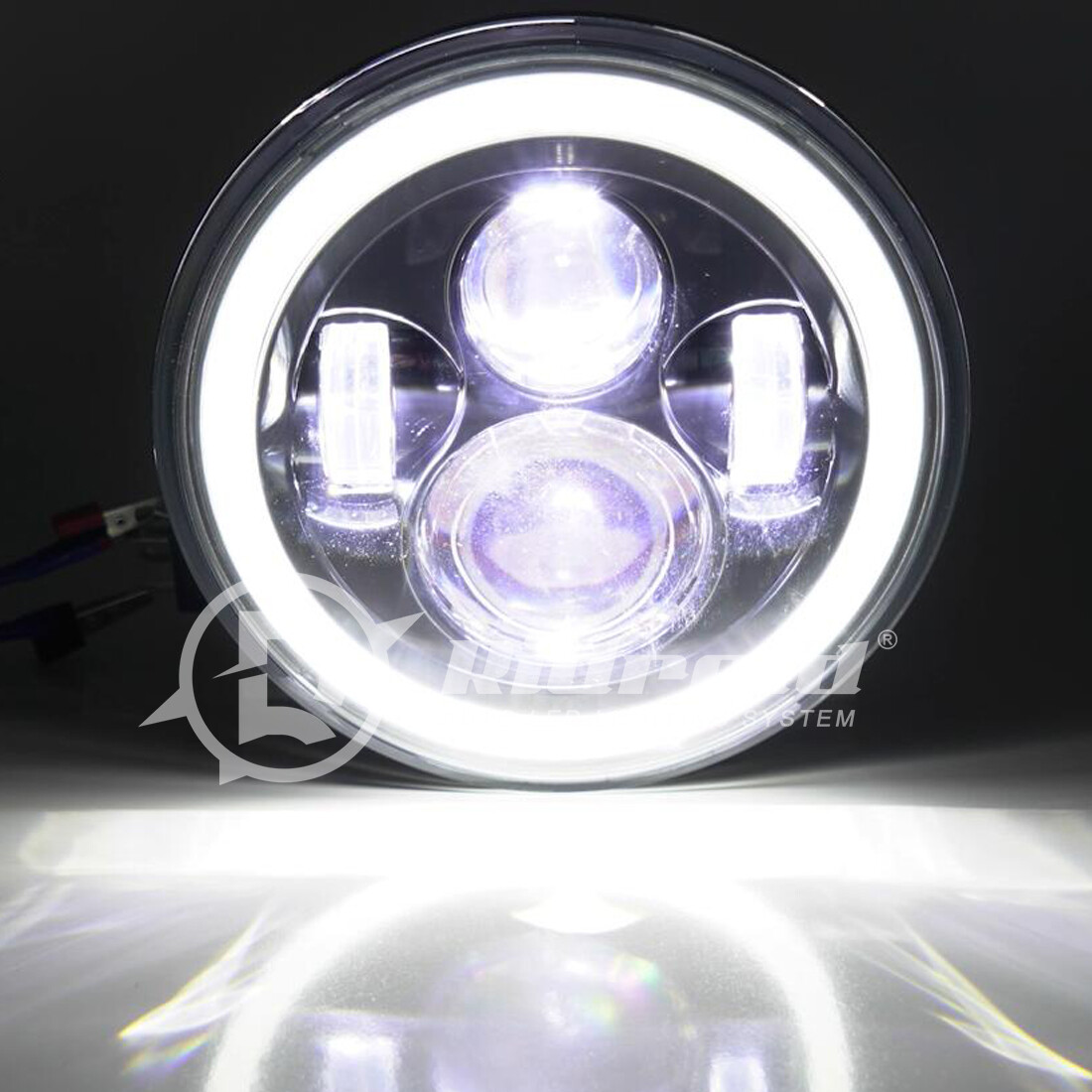 Pair 7″ Inch LED Headlights Halo Angle Eyes For Jeep Wrangler JK(07-14) LJ TJ CJ