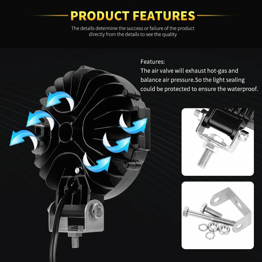 2x 7“ Round LED Work Lights Offroad Driving Spot Headlight SUV 4WD Truck + Wire