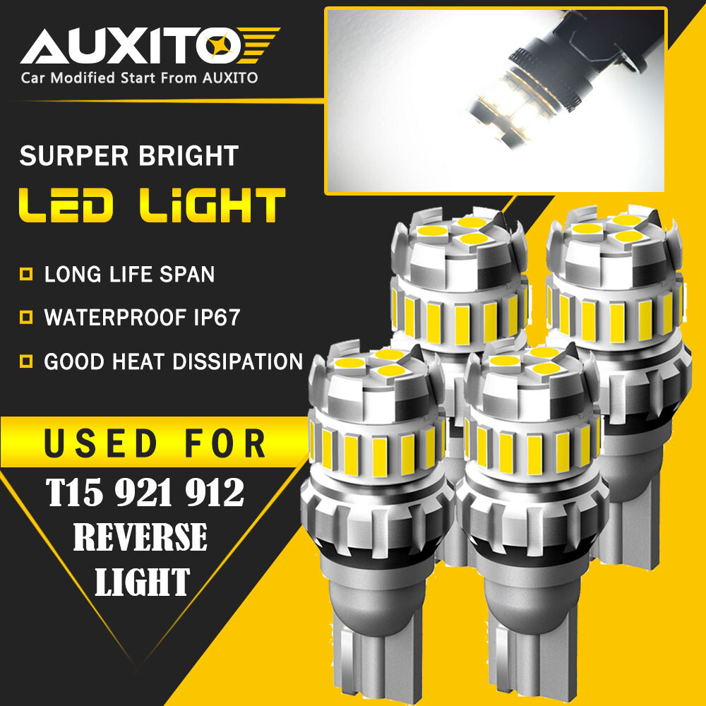 4X AUXITO 921 912 T15 LED Reverse Backup Light Bulb 2400LM 6500K Super Bright 2F