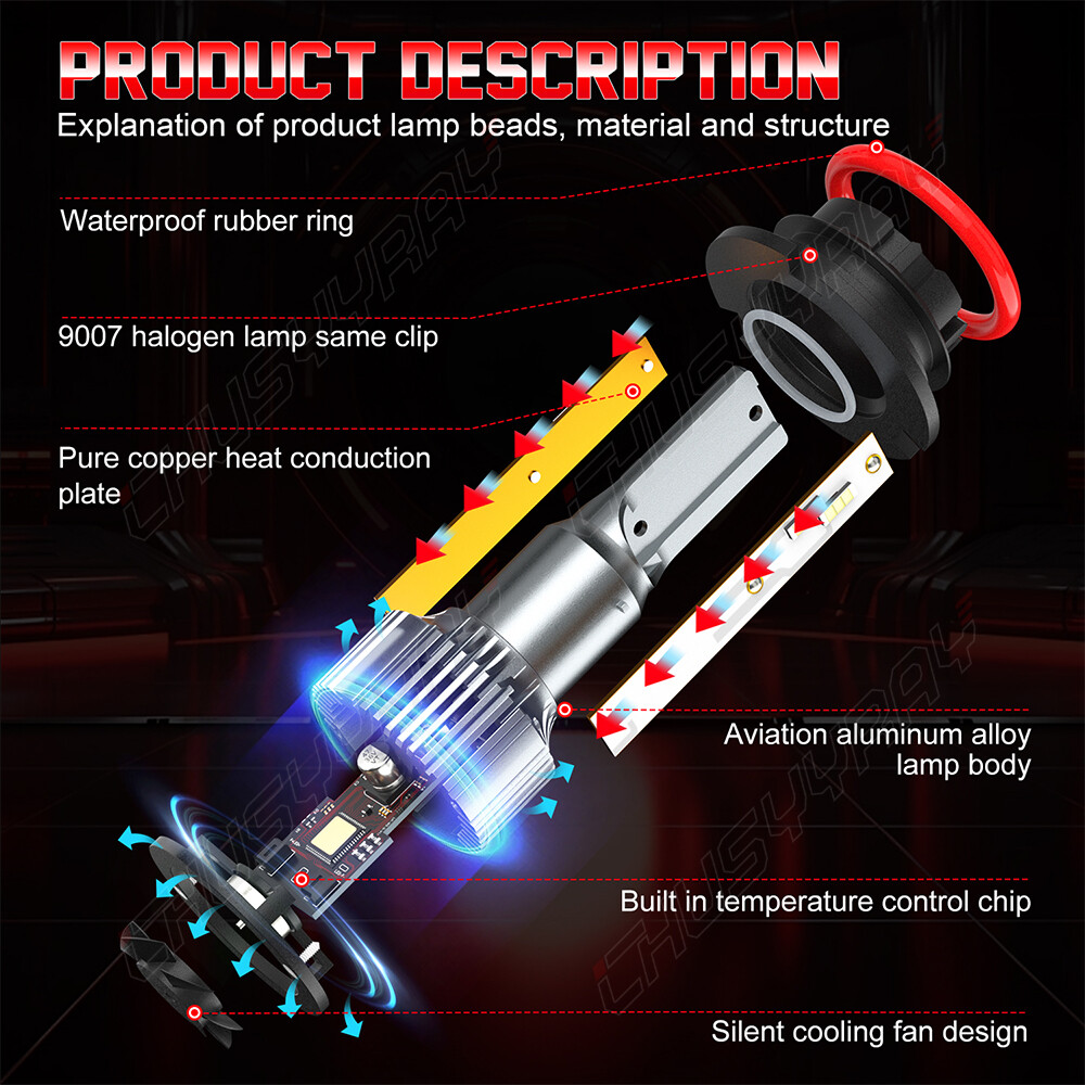 For Ford Excursion 2000-2004 LED Headlight Hi/Lo Beam+Turn Signal Light Bulbs 4x