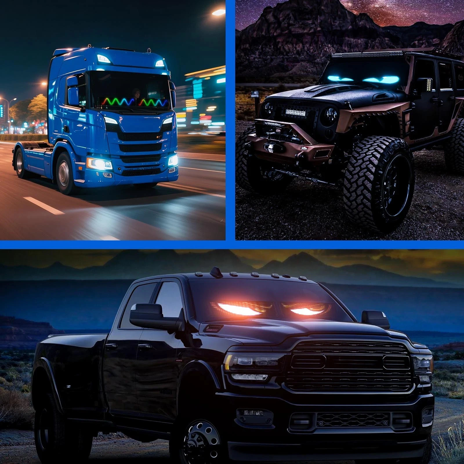 1/2x app Devil Eyes Light for Car LED Display Screen DIY Truck Windshield Lights