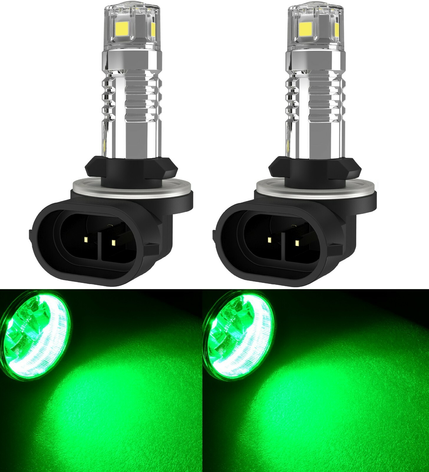 LED 20W 881 H27 Green Two Bulbs Fog Light Replacement Upgrade Lamp Stock Show OE
