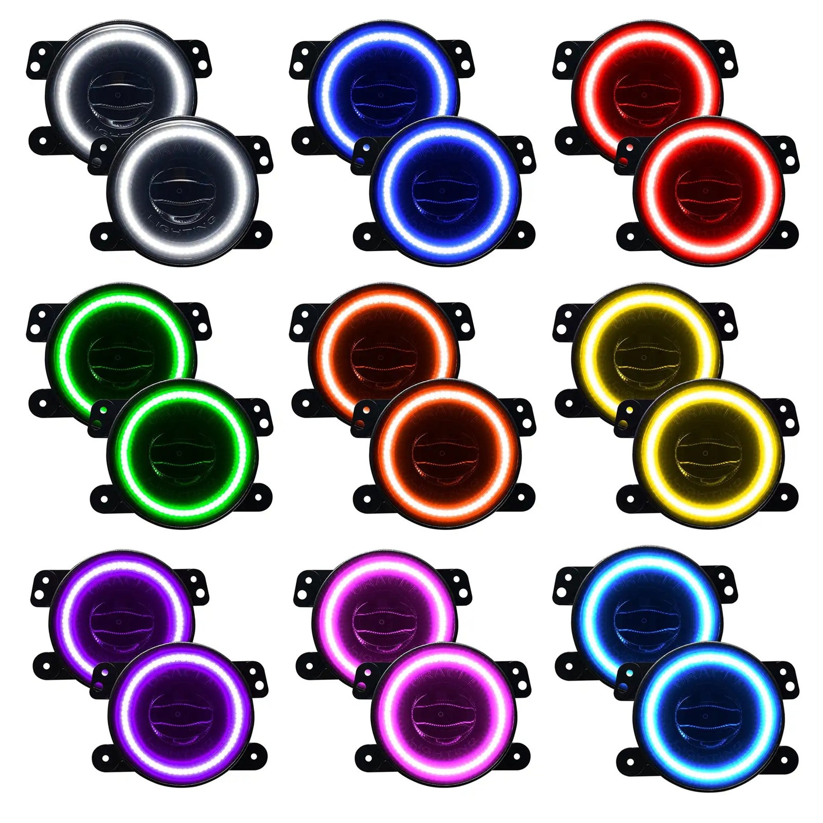 ORACLE High Power 20W LED Halo Fog Lights Dynamic ColorSHIFT fits Jeep JK/JL/JT