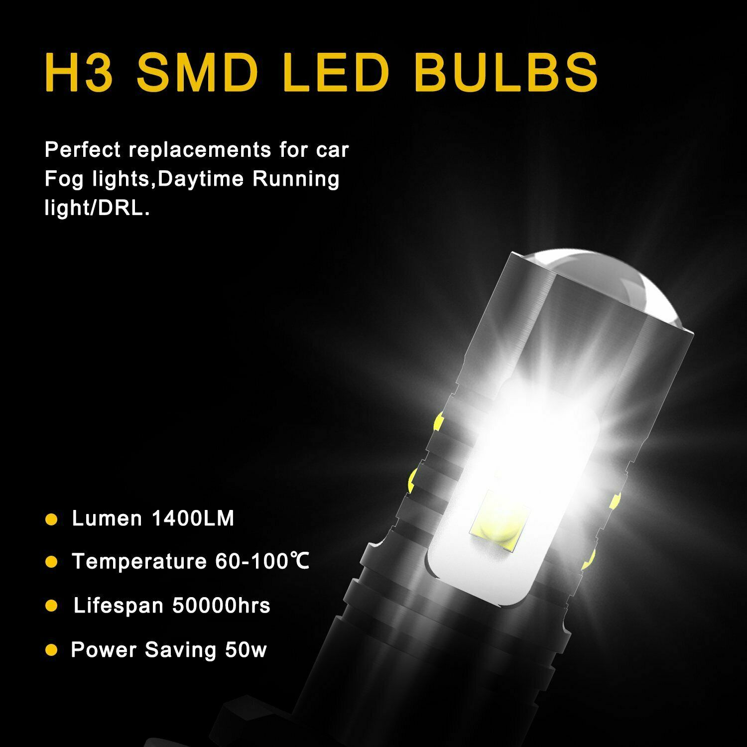 2x Pair 880 899 LED Headlight Bulbs Kit Fog Driving Light Bulb 6000K Super White