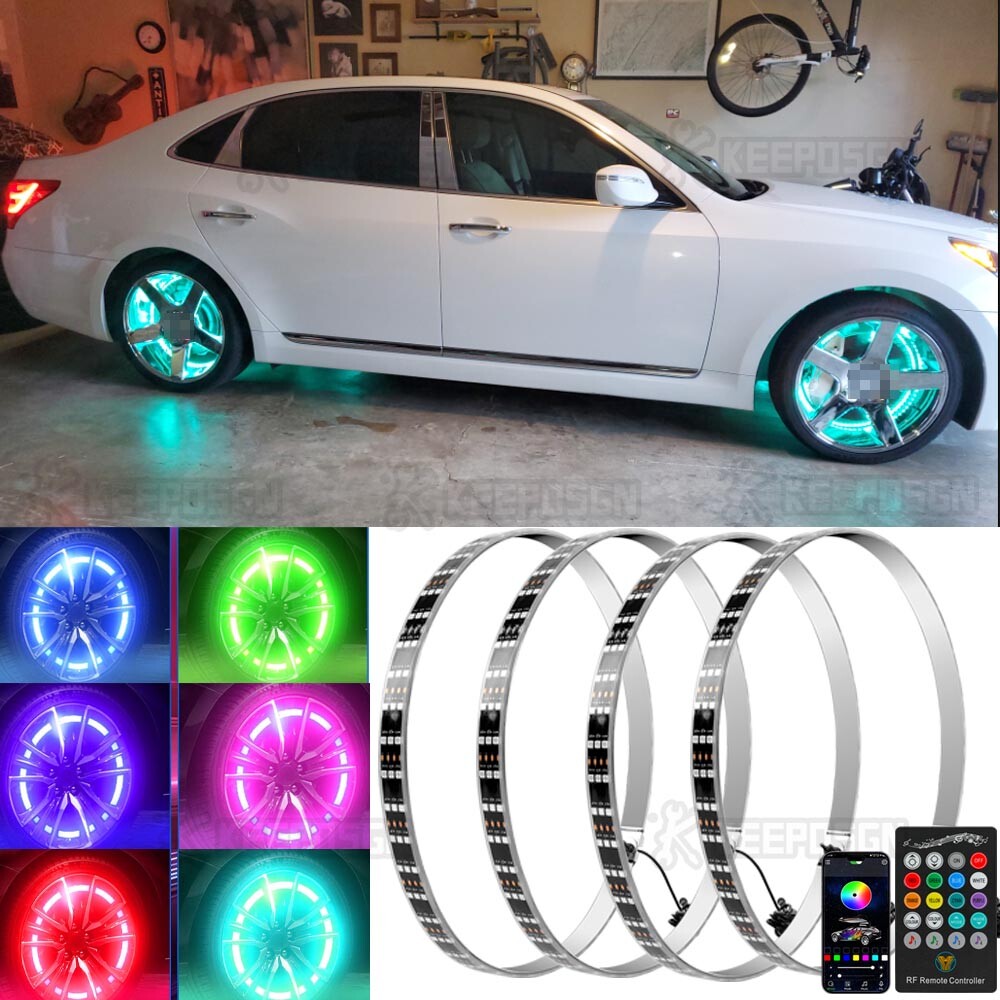4PCS 15“ RGB LED Wheel Ring Lights Car Rim Lights For Toyota Camry XSE / TRD