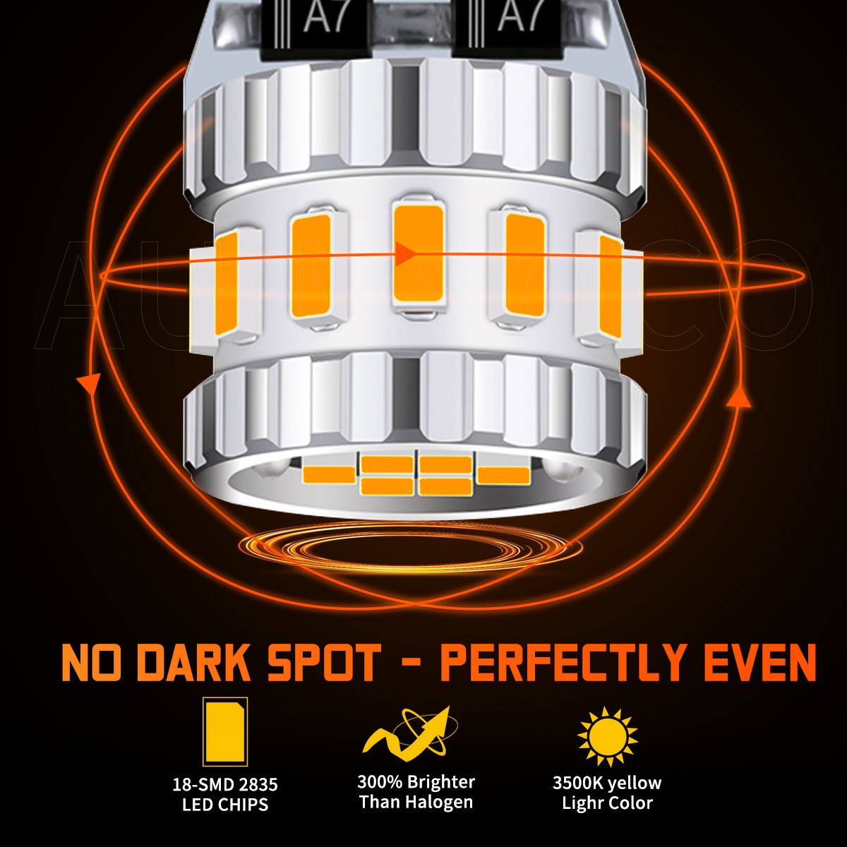 3000K Amber LED Front Side Marker Light Bulbs 168 194 2825 T10 Bright SMD