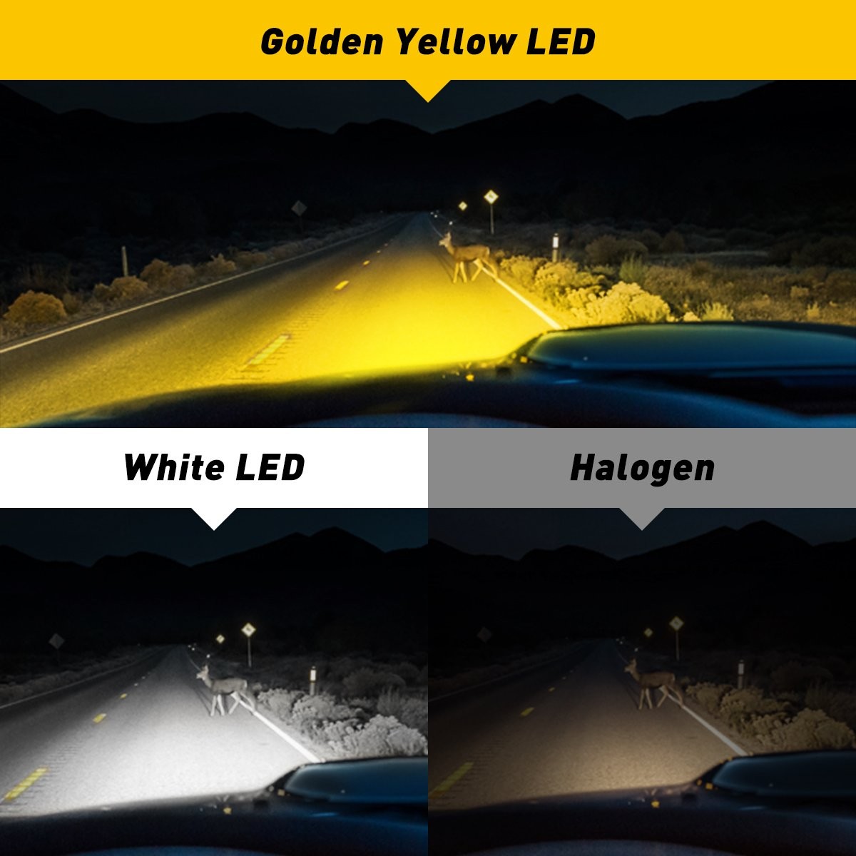AUXITO H11 H8 H9 CSP LED Fog Light Bulbs Golden Yellow Car Driving DRL Lamp 28W