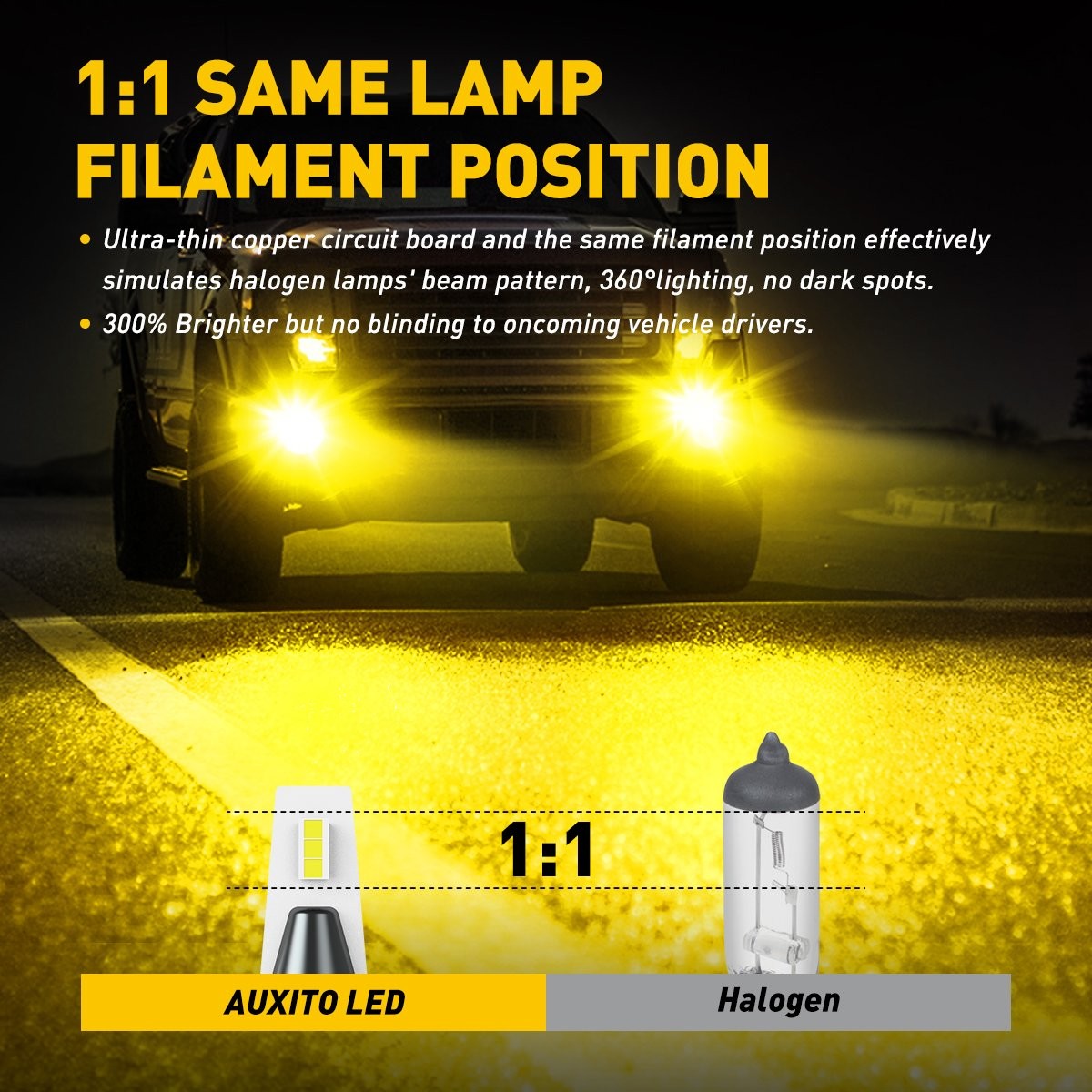 Pair AUXITO H8 H11 H9 LED Headlight High Low Beam Bulbs Fog Lights Driving Lamps