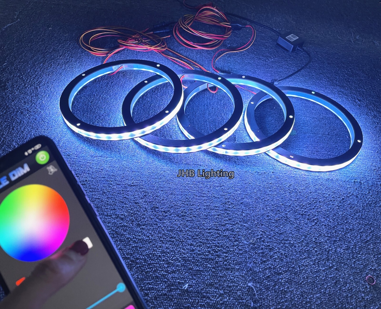 JHB 4PCS 6.5″ SET CHASING Flowing LED Remote Bluetooth Car Speaker Rings Lights