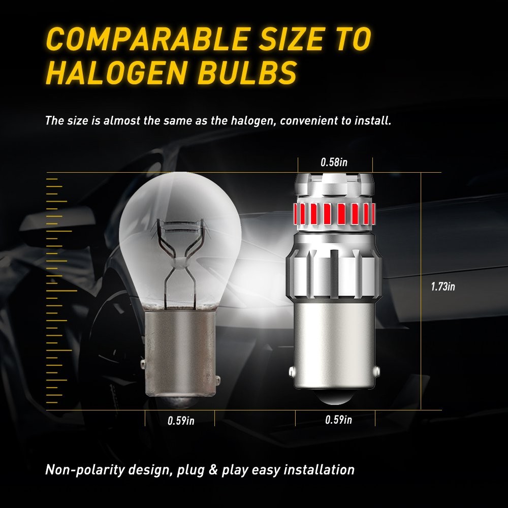 Red 1156 7506 P21W BA15S Rear LED Brake Light Tail Light Bulbs Anti Hyper B