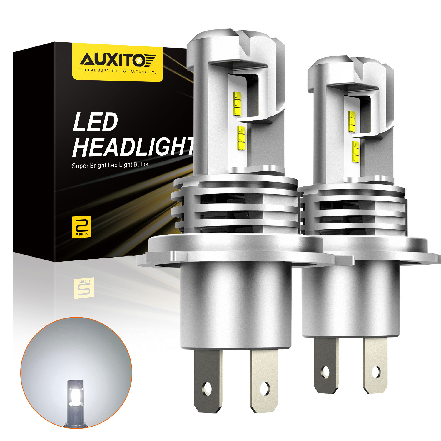 AUXITO H4 9003 Lamp LED Headlight 24000LM Kit High/low Beam White Super Bright C