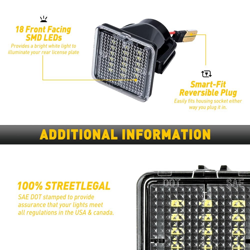 For Toyota Tundra Tacoma Super White 18 SMD LED License Plate Lamp Light 2PCS