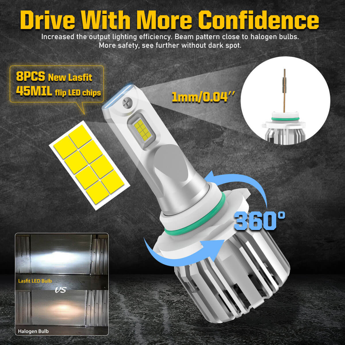 Lasfit 9012 LED Headlights + 5202 Fog Light Bulbs for GMC Sierra 1500 2014 2015