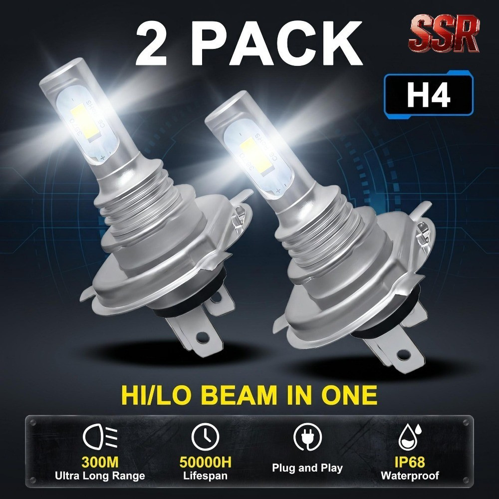 CANBUS H4 LED Headlight Super Bright Bulbs Kit 88000LM High/Low Beam 6500K White