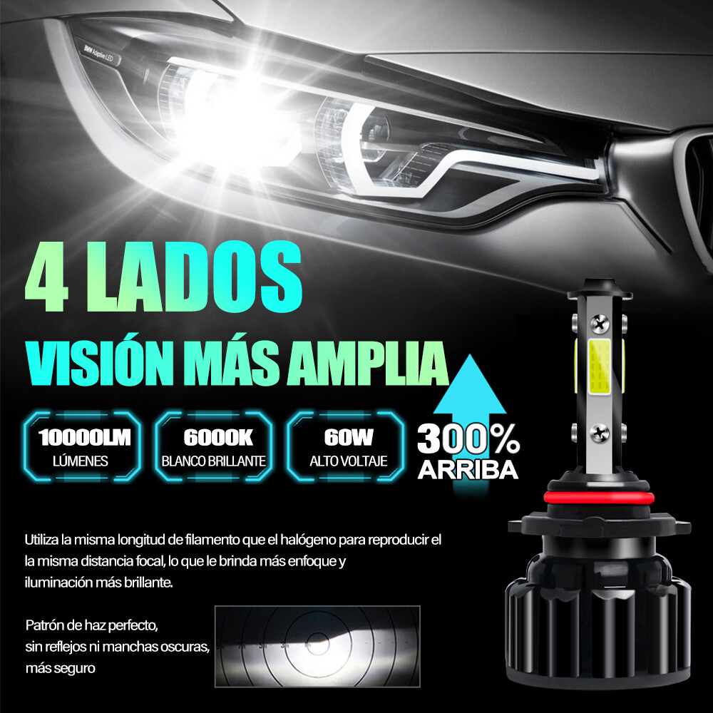 4-Sides 9005 HB3 LED Headlight Bulbs High Beam 6000K Bright White Conversion Kit