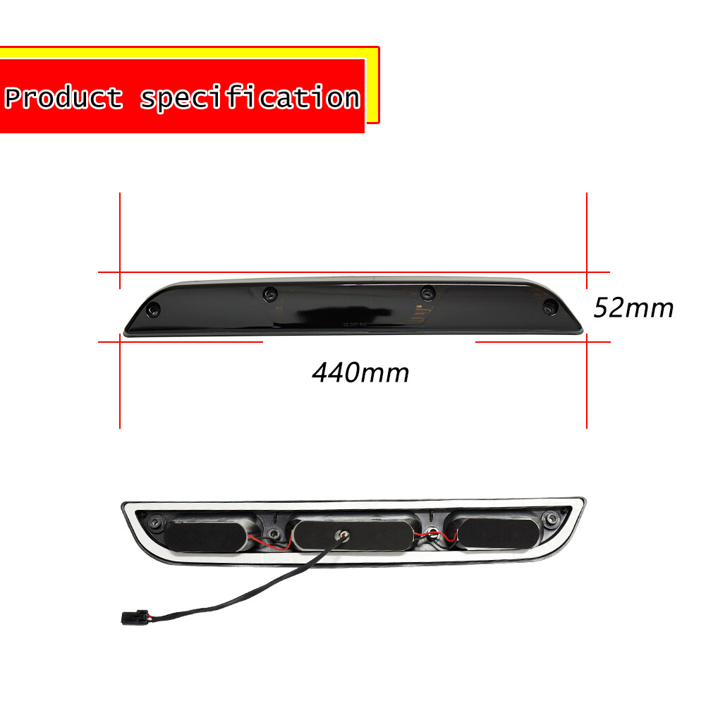 Smoke Black Lens 3rd Third Red Brake Tail Cargo Light For 2015-2019 Ford F-150