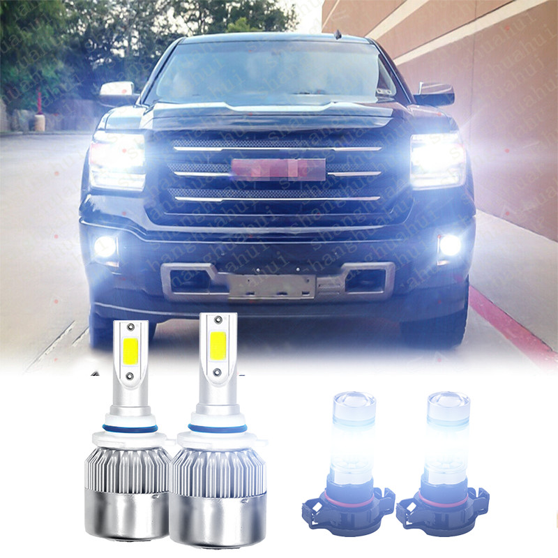 For 2014 2015 GMC Sierra 1500 4x 6000K LED Headlight +Fog Light Bulbs Combo Pack