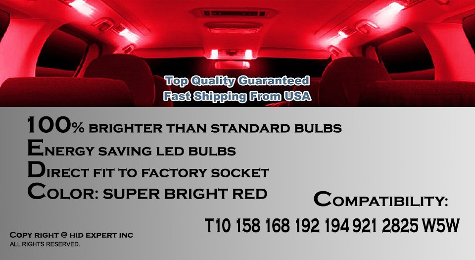 x4 pc T10 168 194 2825 LED High Power Red Fit Front Side Marker light bulbs V265