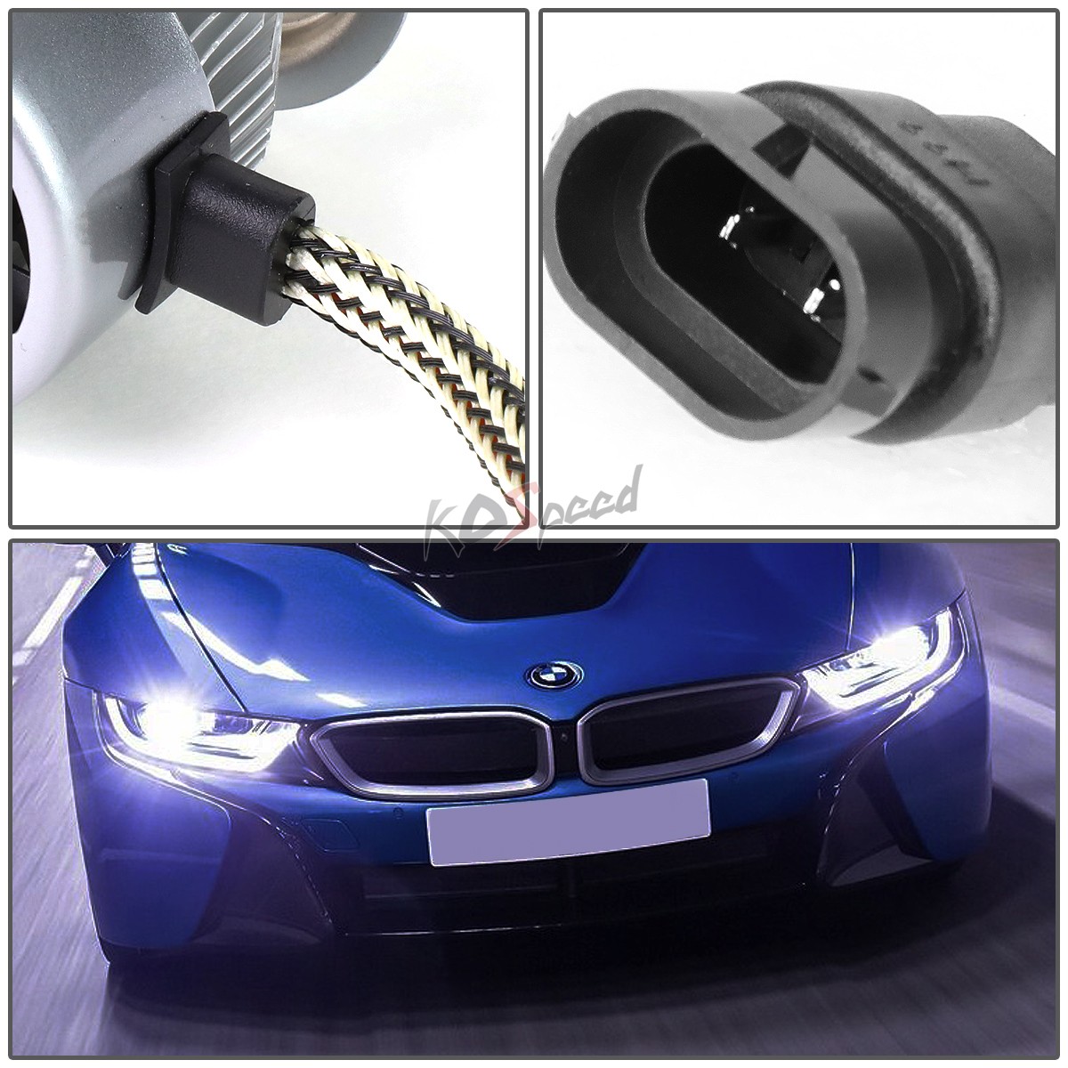 2x White LED H8 6000K 50000 Hours Life/ Replacement Headlight Bulbs +Cool Fan