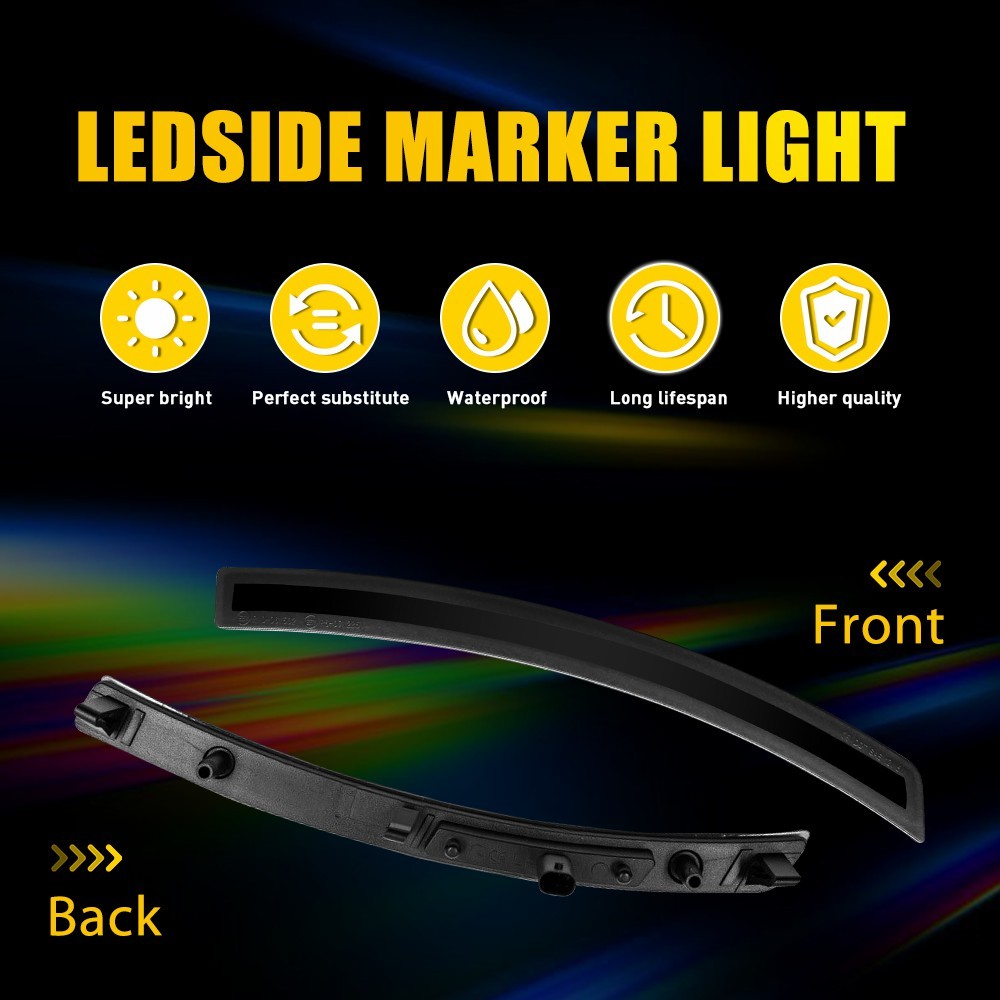 LED White Side Marker Light 2014-2019 Fit Chevrolet Corvette C7 Front+Rear 2Pair
