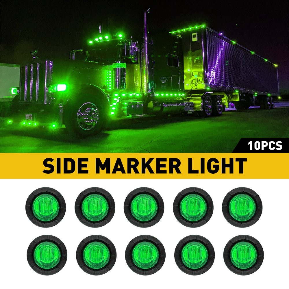 Green Round Marker Lights 3/4″LED Truck Trailer 12V Bullet Side Clearance Light