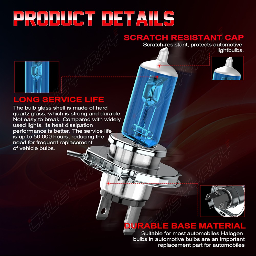 Xenon Halogen White H4 Headlight Lights Bulbs fit Yamaha YZF R1 1998-2003