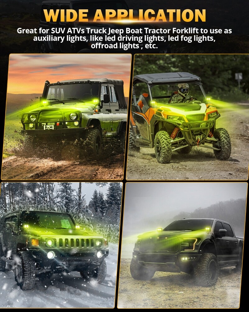 AUXBEAM 4″ LED Pods Light Bar Amber Yellow Fog Lamp Offroad Driving Truck ATV