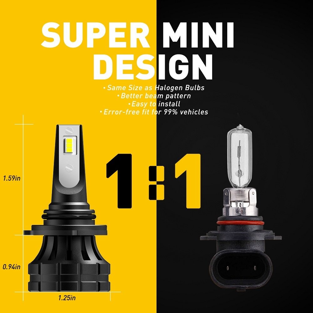 9005 AUXITO HB3 LED 9006 Headlight Bulbs Kit High Beam 6000K White 20000LM Z1 D