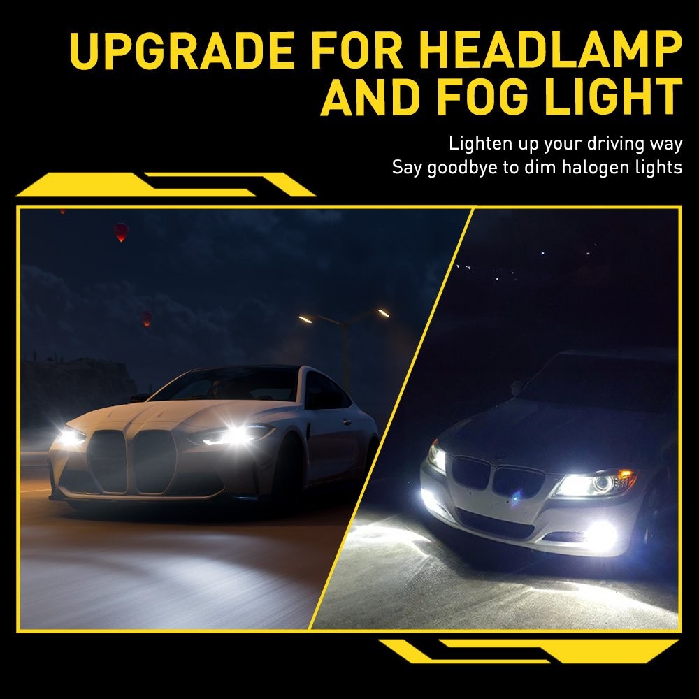 90000LM 9005 H11 LED Headlight Bulbs Kit High Low Beam 6500K Super White Bright