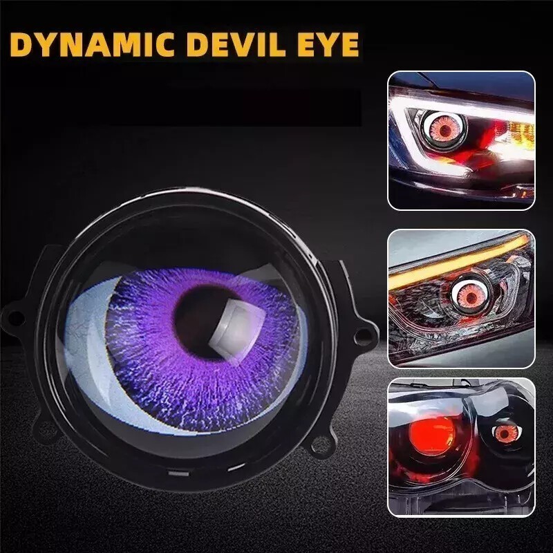 2Pcs 12V LED Red/Ice Blue/Green Devil Eyes Car Light WiFi Control Headlight Lens