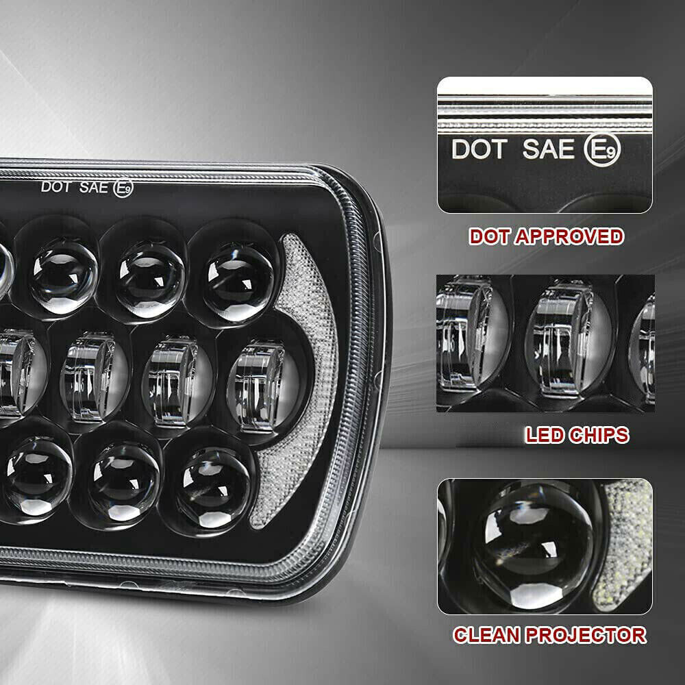 For Jeep Cherokee XJ 1984-2001 Wrangler YJ 1986-1995 5×7 7×6 Led Headlight HI/LO