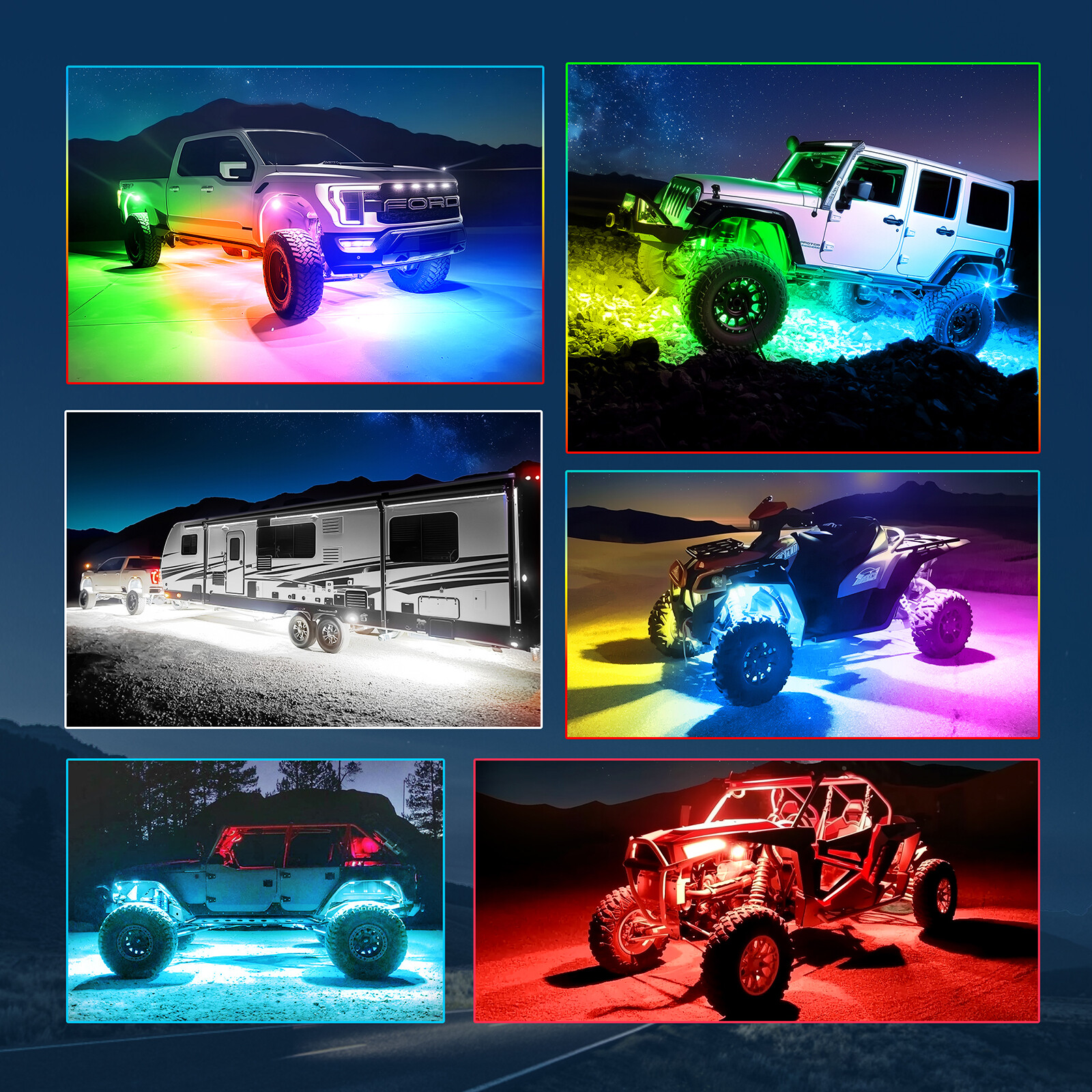 MICTUNING RGB/RGB+IC LED Rock Lights, 8/12/16/20 Pods Underglow Led Chasing Lamp