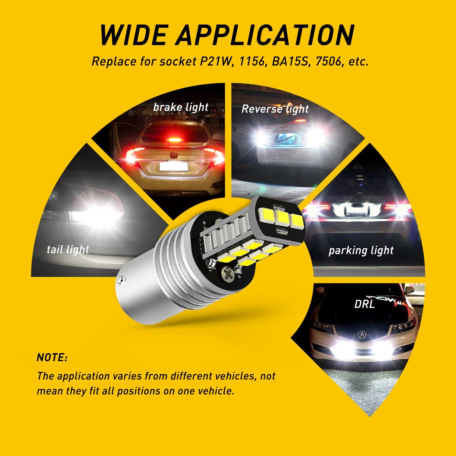 AUXITO 1156 LED Reverse Backup Light Bulbs Super Bright White 6500K 2400LM BA15s