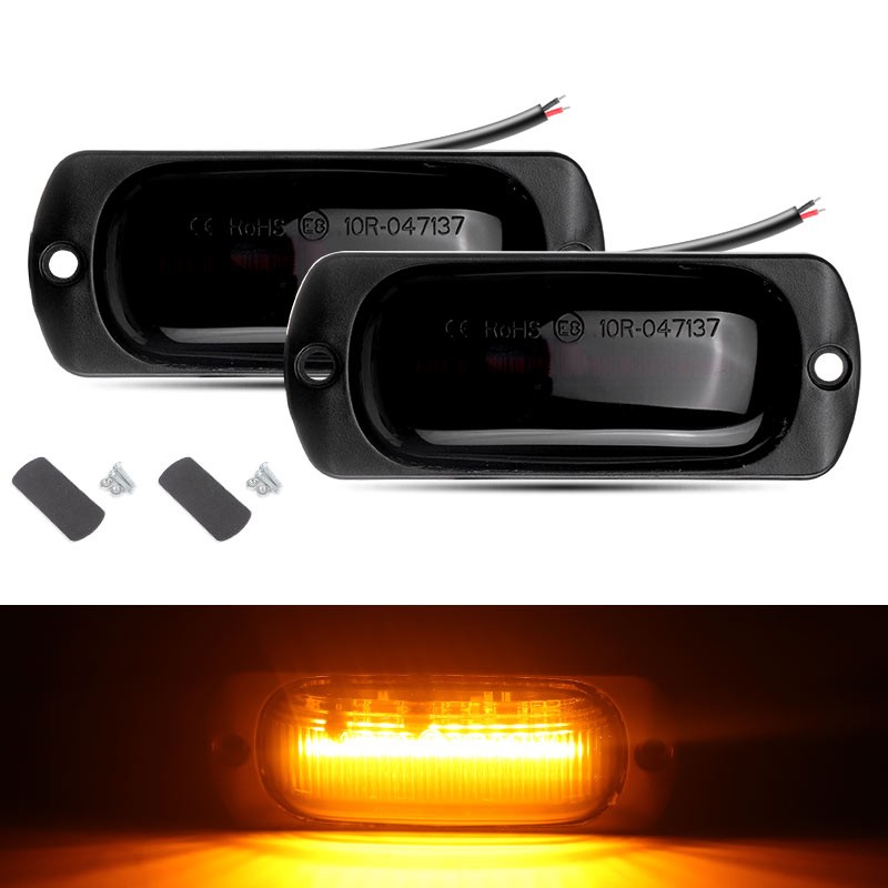 2PCS 12LED Side Marker Lights Clearance Truck Trailer Lamp Warning Signal Amber