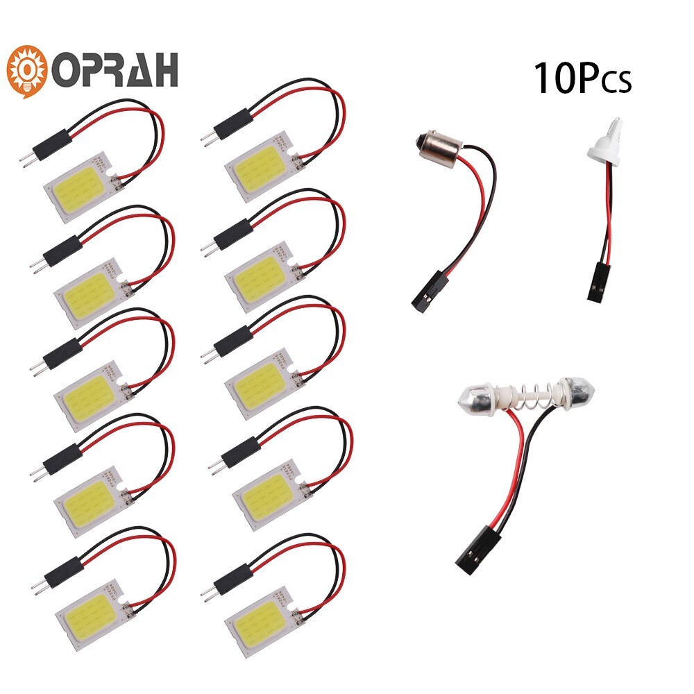 10X 16SMD COB White LED Panel Festoon T10 BA9S Car Interior Dome Map Light Bulbs