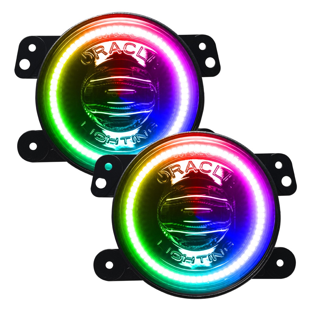 ORACLE High Power 20W LED Halo Fog Lights Dynamic ColorSHIFT fits Jeep JK/JL/JT