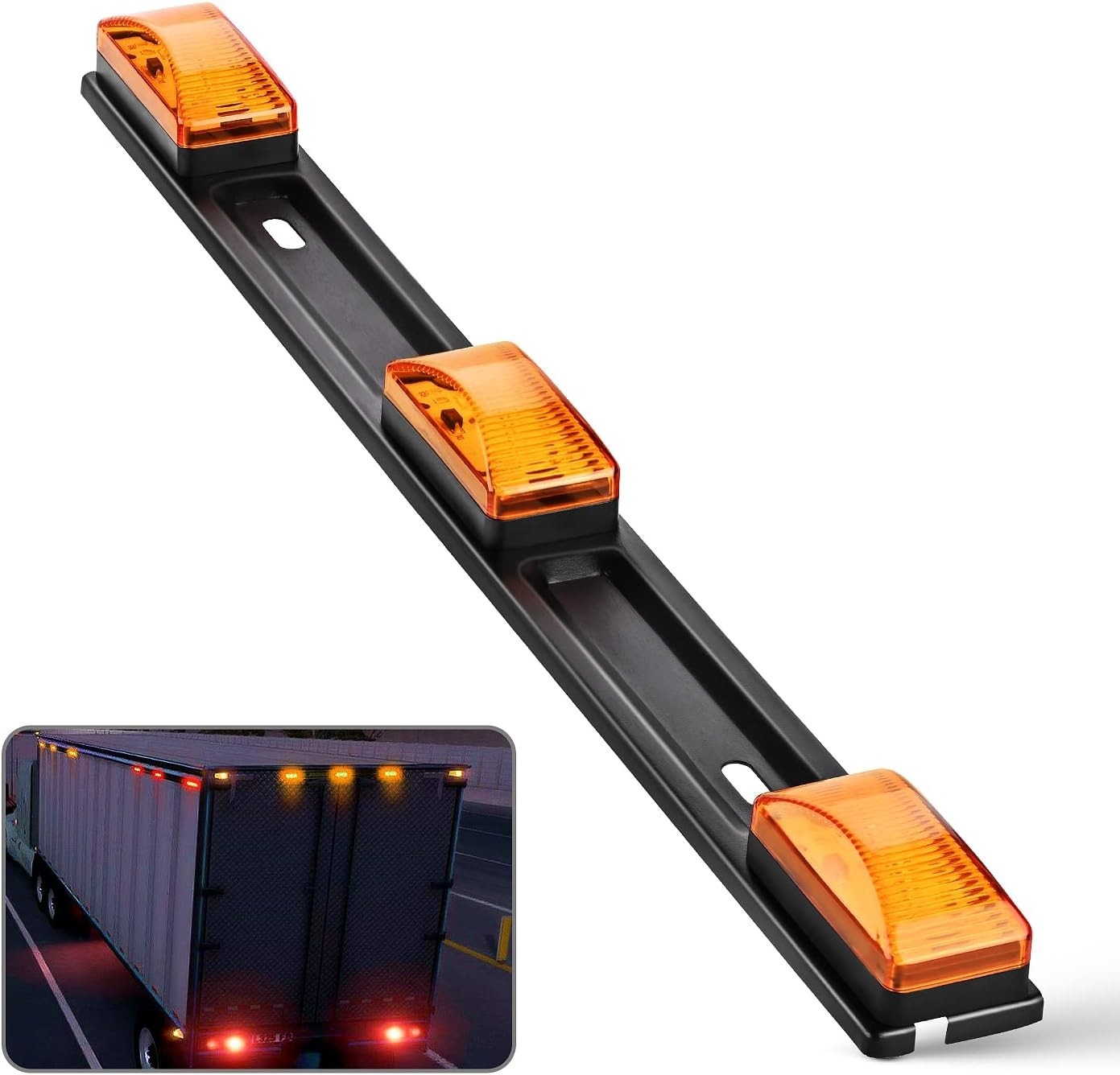 Barra Luz LED Ámbar 14.2″ 9 LED 12V para Remolque Camión RV Barco