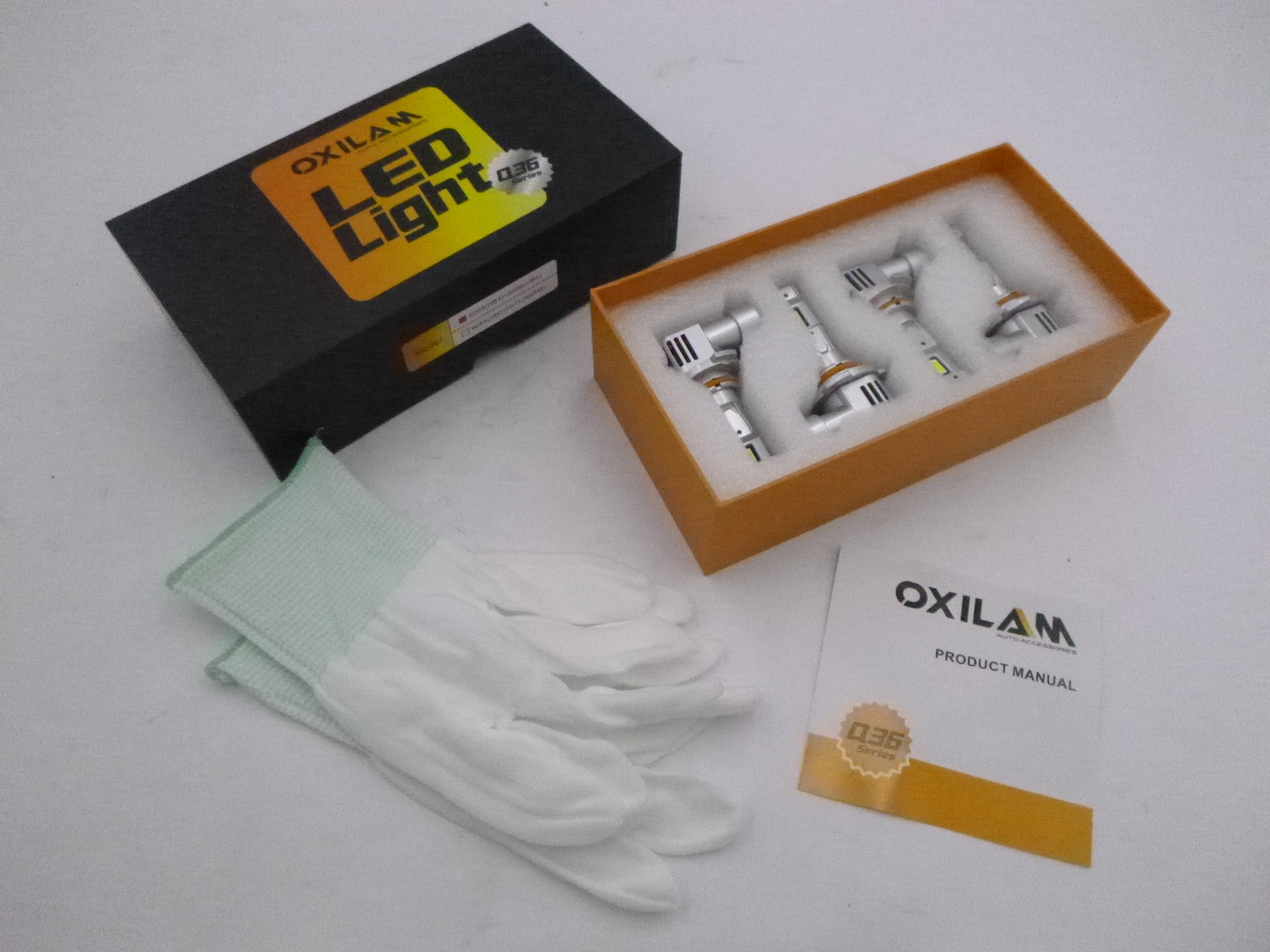 4 Pack Oxilam LED Light Bulbs Q36 Series 9005 HB3 + 9006 HB4 6500K