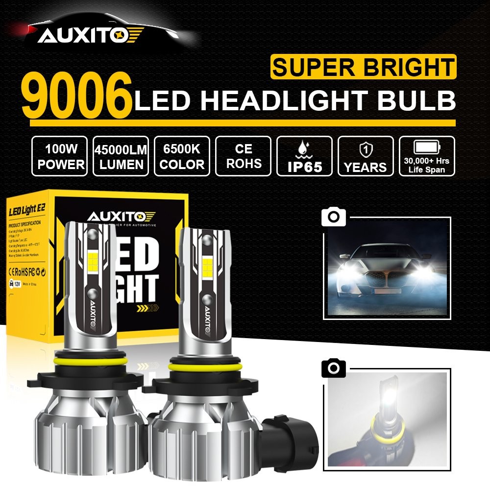 AUXITO 9006 HB4 60W LED Headlight Bulbs Low Beam 45000LM 6500K White E2 Series