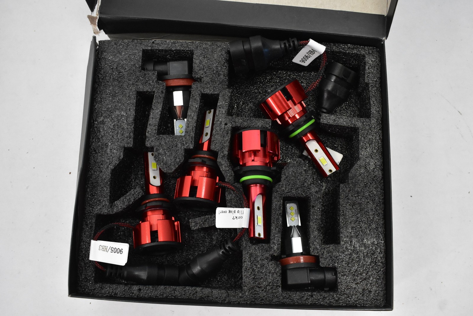 LTZXAP LED Headlight Fog Bulbs Kit 9006 HB4 6pcs IP68 Waterproof Red Auto New