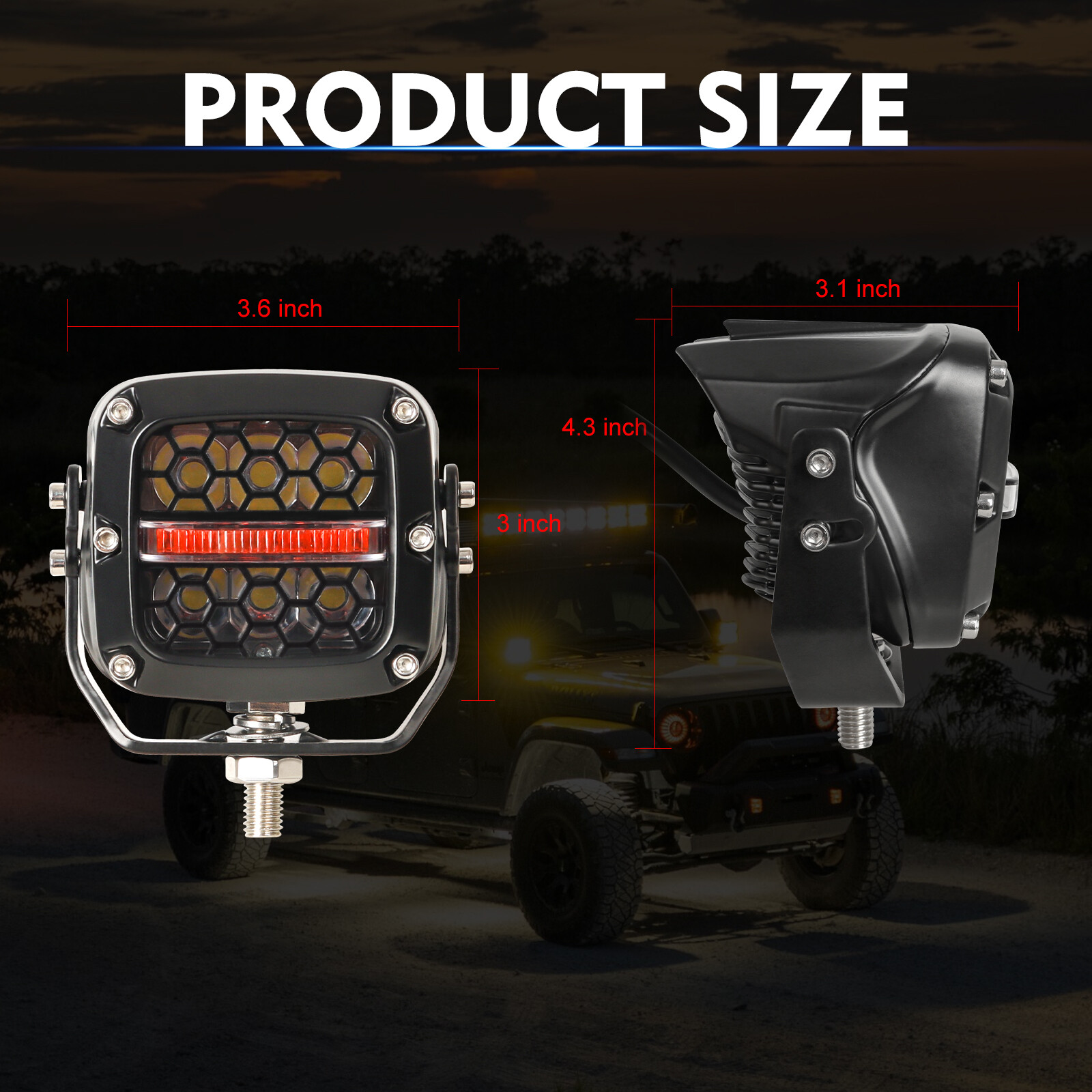 3″ White LED Cube Pod Work Light Fog Spot for UTV ATV Jeep Truck Offroad Driving