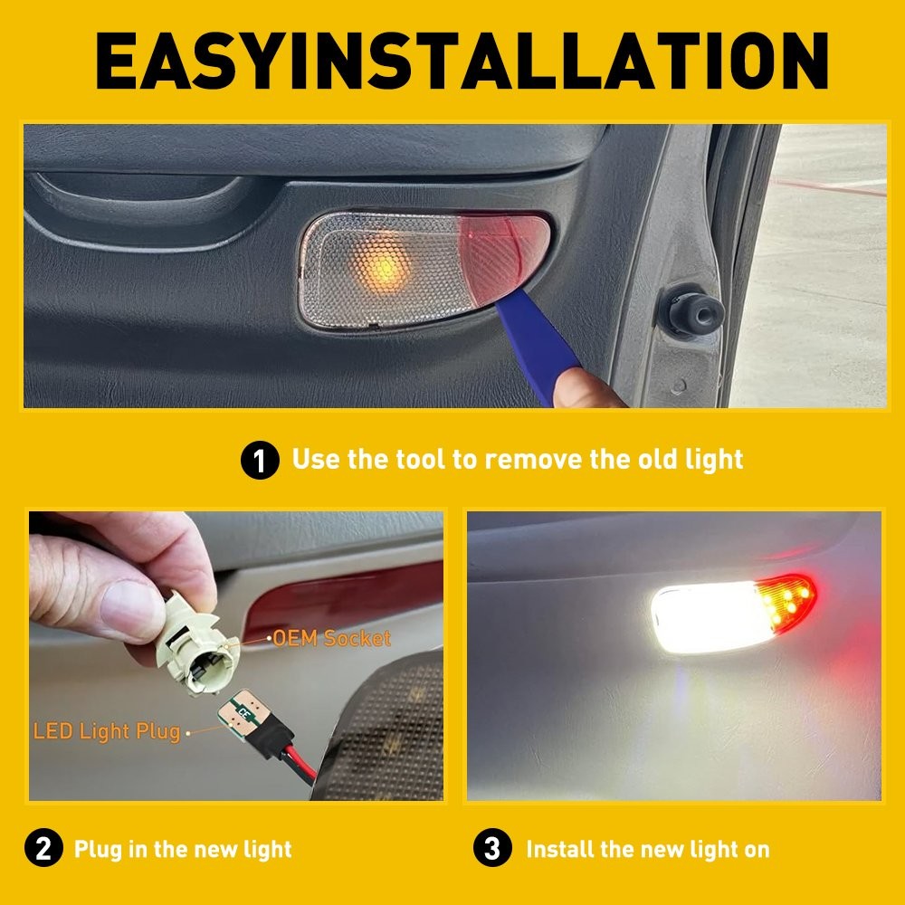 2x LED Panel Door Interior Courtesy Light smoked Lamp For 1997-03 Ford F150 F250