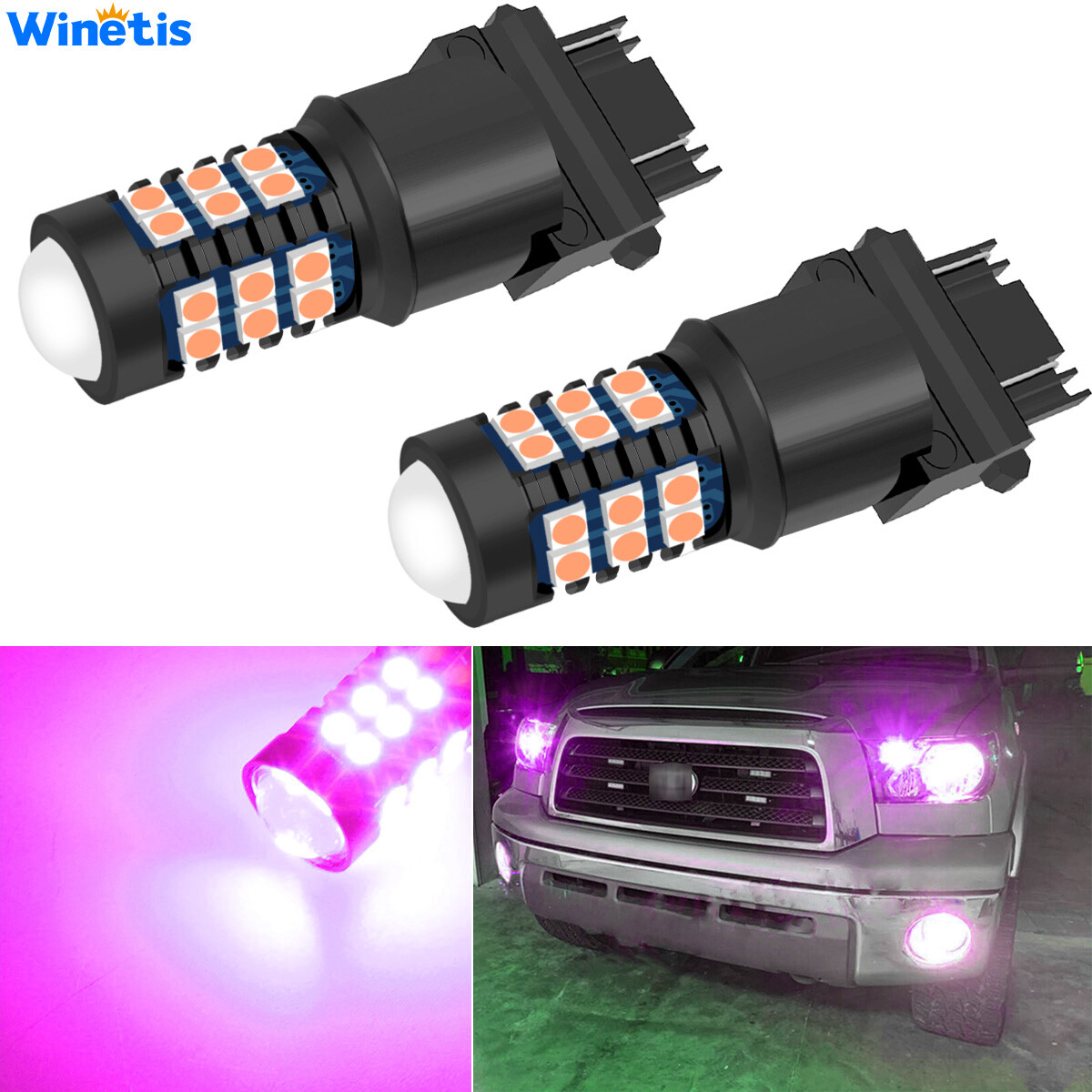 Pink Purple LED Daytime Running Light Bulb For Toyota Tundra 07-19 Tacoma 09-15