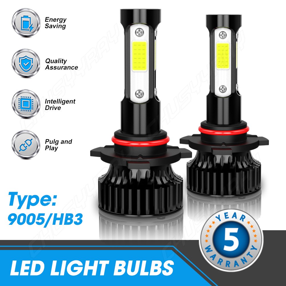 Combo 9005+H11 LED Headlight Kit Light Bulbs High Low Beam 6000K Bright White