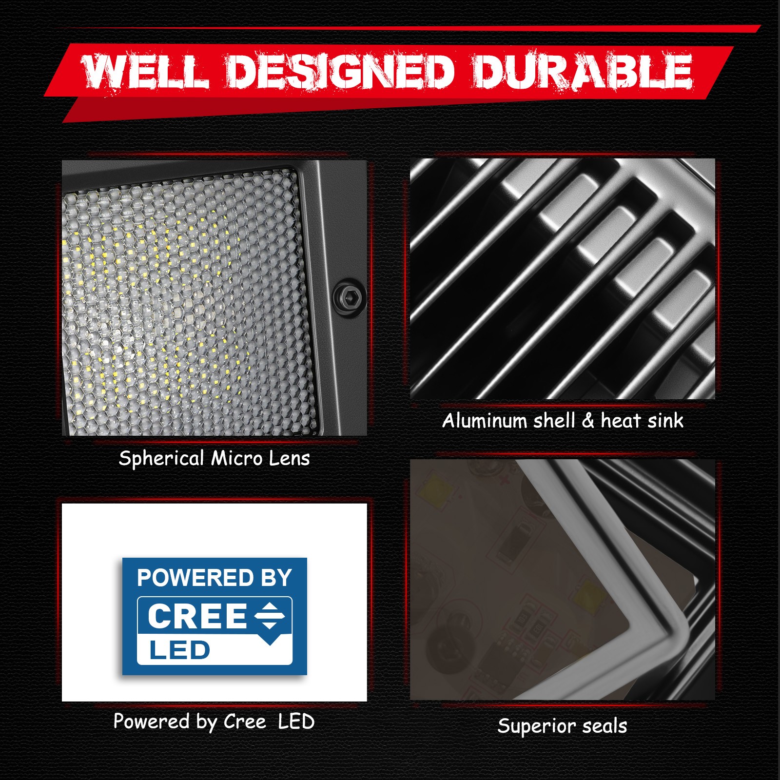2x 5″ 120W Flush Mount Cree LED Pods Work Light Bar Driving Reverse Off Road 4WD